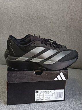 Adidas Women's Adizero EVO SL Shoes - NEW - Core Black / Iron Metallic - JR4888